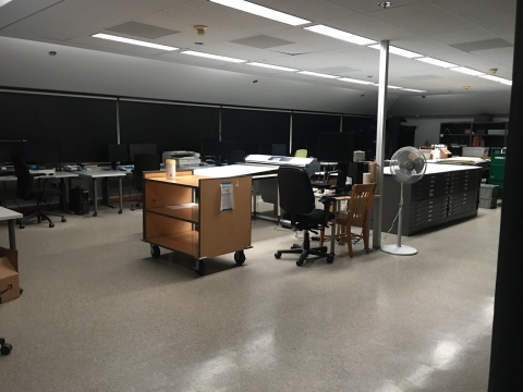 photo of empty digitization lab space in Green Library