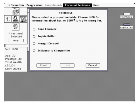 Screenshot of "The Would Be Gentleman" viewed through an emulator