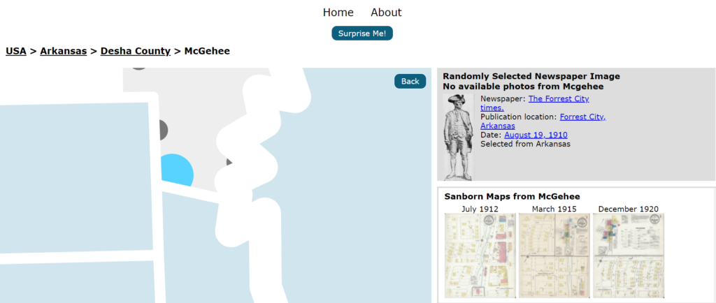 Screenshot of Sanborn Maps Navigator