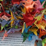 Colorful handmade origami cranes