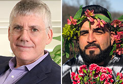 Left: Rick Riordan. Right: Mark Oshiro.