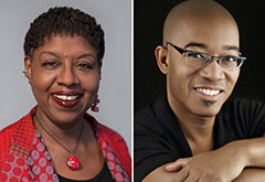 Left: Nikki Grimes. Right: Brian Pinkney.