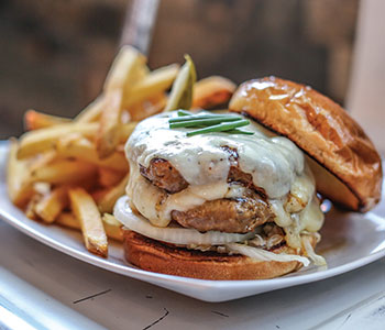 Turkey burger and fries from Mustard Seed Kitchen 
