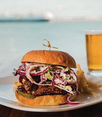 Korean fried chicken sandwich at Bali Hai