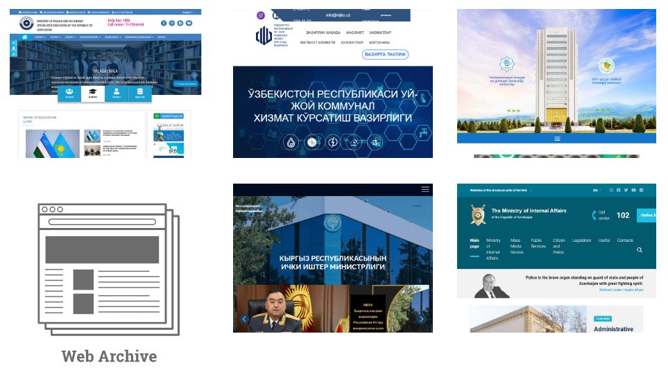 thumbnail images of archived websites