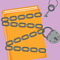 Illustration of a book under lock and key