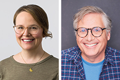 Raina Telgemeier and Scott McCloud's headshots