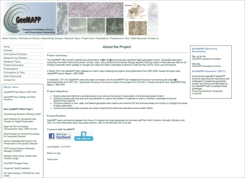 Screenshot from the GeoMAPP web archive