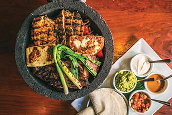 Bird's eye view of steak tacos